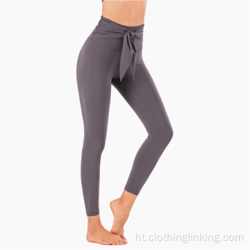 Gwo pantalon Yoga Taille ak pòch Inter